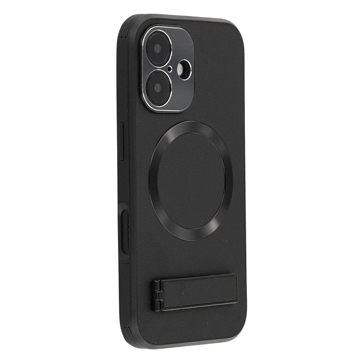 For iPhone 16 Kickstand Case Compatible with MagSafe PC + TPU + PU Phone Back Cover - TechGearPal