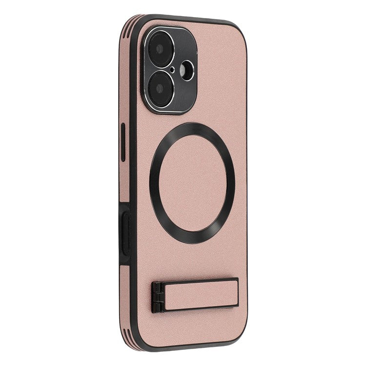 For iPhone 16 Kickstand Case Compatible with MagSafe PC + TPU + PU Phone Back Cover - TechGearPal