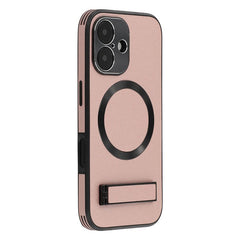 For iPhone 16 Kickstand Case Compatible with MagSafe PC + TPU + PU Phone Back Cover - TechGearPal