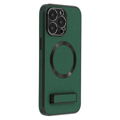For iPhone 15 Pro Max Kickstand Case Compatible with MagSafe PC + TPU + PU Phone Back Cover - TechGearPal
