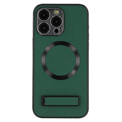 For iPhone 15 Pro Max Kickstand Case Compatible with MagSafe PC + TPU + PU Phone Back Cover - TechGearPal