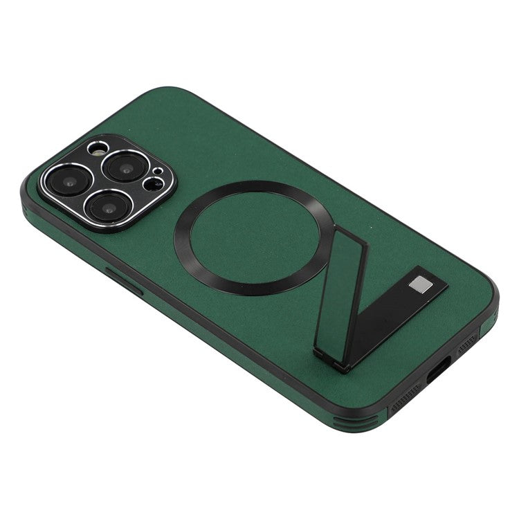 For iPhone 15 Pro Max Kickstand Case Compatible with MagSafe PC + TPU + PU Phone Back Cover - TechGearPal