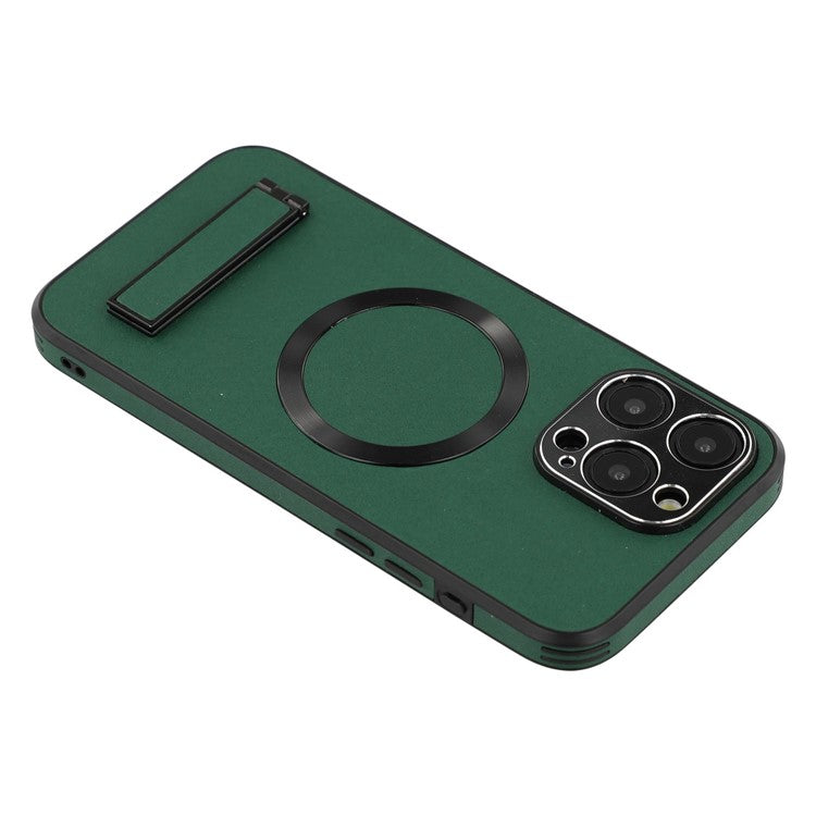 For iPhone 15 Pro Max Kickstand Case Compatible with MagSafe PC + TPU + PU Phone Back Cover - TechGearPal