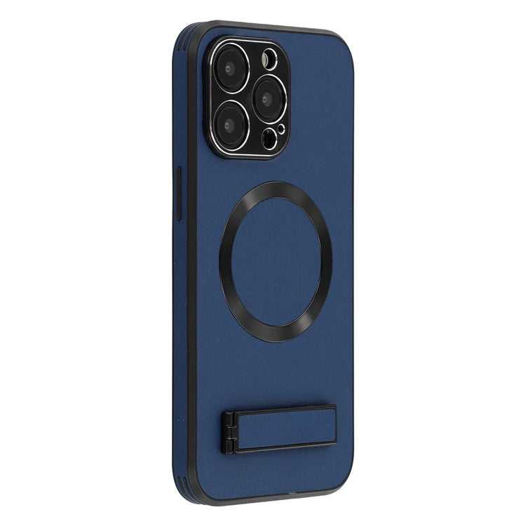 For iPhone 15 Pro Max Kickstand Case Compatible with MagSafe PC + TPU + PU Phone Back Cover - TechGearPal