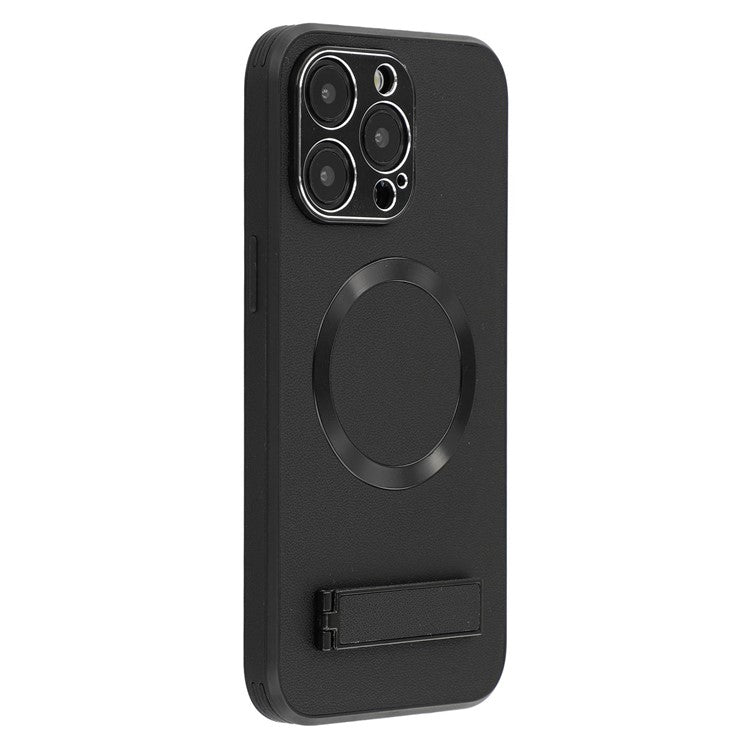 For iPhone 15 Pro Max Kickstand Case Compatible with MagSafe PC + TPU + PU Phone Back Cover - TechGearPal
