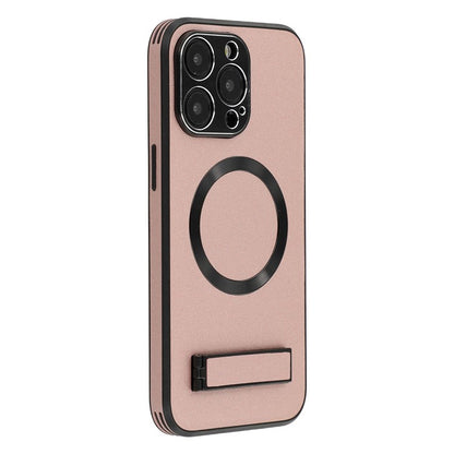 For iPhone 15 Pro Max Kickstand Case Compatible with MagSafe PC + TPU + PU Phone Back Cover - TechGearPal