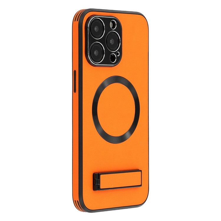 For iPhone 15 Pro Max Kickstand Case Compatible with MagSafe PC + TPU + PU Phone Back Cover - TechGearPal