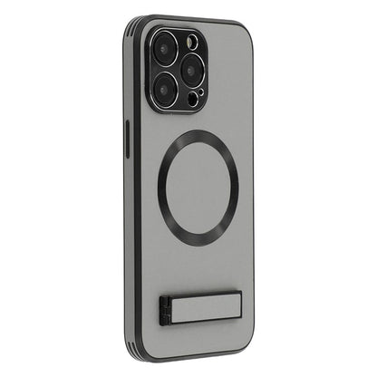 For iPhone 15 Pro Max Kickstand Case Compatible with MagSafe PC + TPU + PU Phone Back Cover - TechGearPal