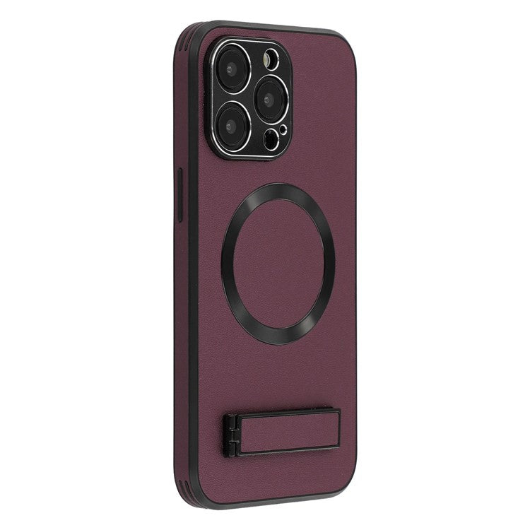 For iPhone 15 Pro Max Kickstand Case Compatible with MagSafe PC + TPU + PU Phone Back Cover - TechGearPal