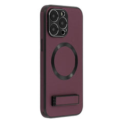 For iPhone 15 Pro Max Kickstand Case Compatible with MagSafe PC + TPU + PU Phone Back Cover - TechGearPal