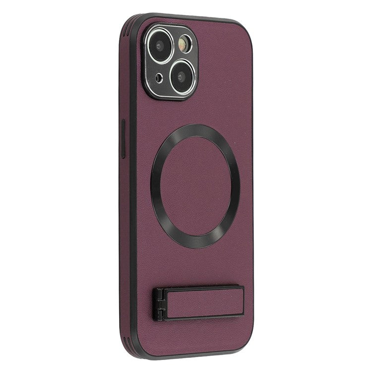 For iPhone 14 Kickstand Case Compatible with MagSafe PC + TPU + PU Phone Back Cover - TechGearPal