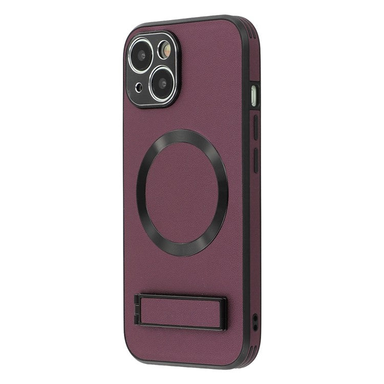 For iPhone 14 Kickstand Case Compatible with MagSafe PC + TPU + PU Phone Back Cover - TechGearPal