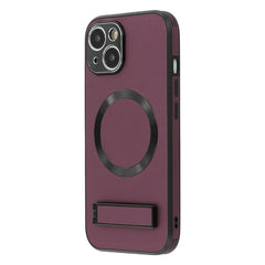 For iPhone 13 Kickstand Case Compatible with MagSafe PC + TPU + PU Phone Back Cover - TechGearPal