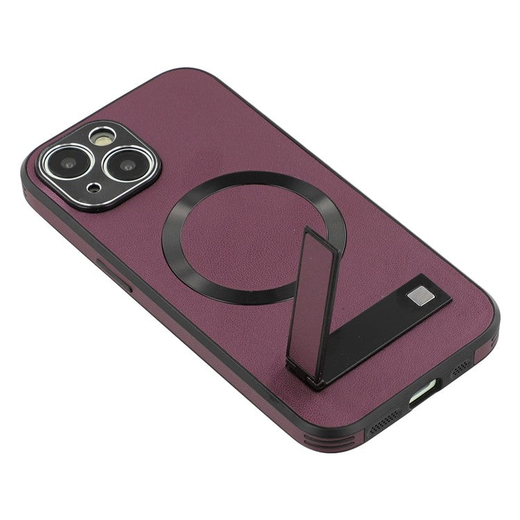 For iPhone 13 Kickstand Case Compatible with MagSafe PC + TPU + PU Phone Back Cover - TechGearPal