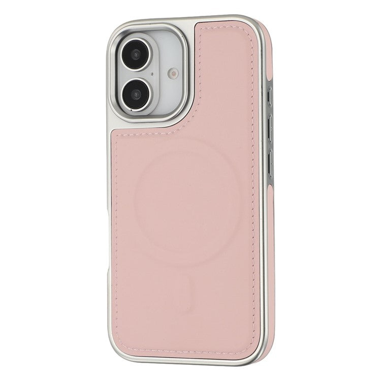 For iPhone 16 Case Compatible with MagSafe Electroplating Edge PU + TPU + PC Phone Back Cover - TechGearPal