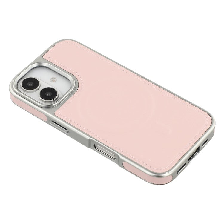 For iPhone 16 Case Compatible with MagSafe Electroplating Edge PU + TPU + PC Phone Back Cover - TechGearPal