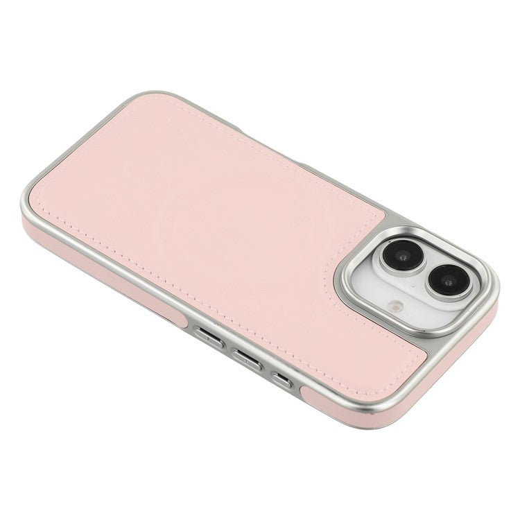 For iPhone 16 Case Compatible with MagSafe Electroplating Edge PU + TPU + PC Phone Back Cover - TechGearPal