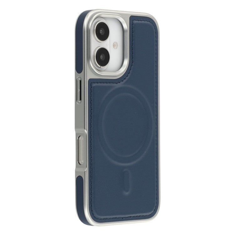 For iPhone 16 Case Compatible with MagSafe Electroplating Edge PU + TPU + PC Phone Back Cover - TechGearPal