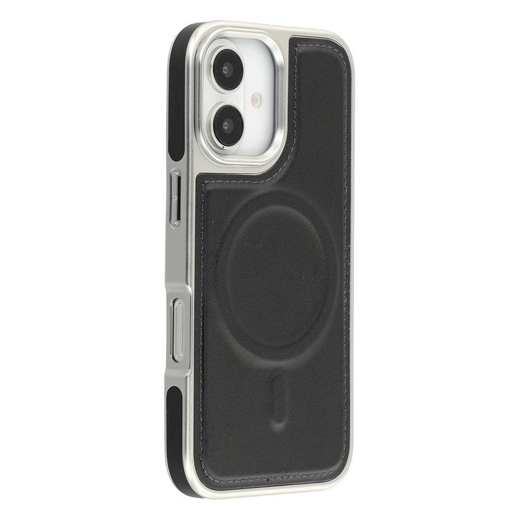 For iPhone 16 Case Compatible with MagSafe Electroplating Edge PU + TPU + PC Phone Back Cover - TechGearPal