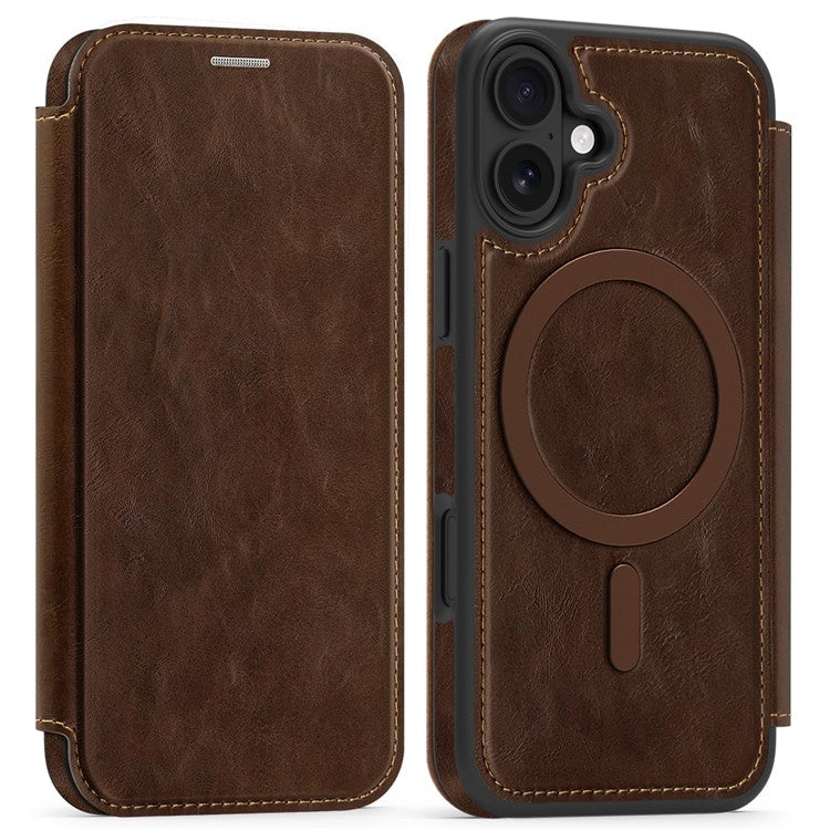 For iPhone 16 Case Compatible with MagSafe RFID Blocking Card Holder Leather Phone Cover - TechGearPal
