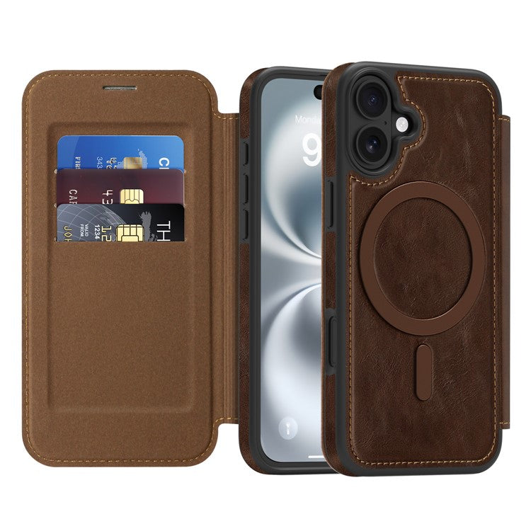 For iPhone 16 Case Compatible with MagSafe RFID Blocking Card Holder Leather Phone Cover - TechGearPal