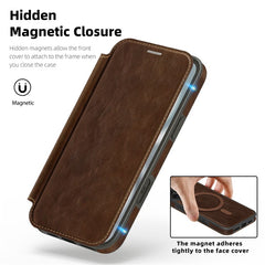 For iPhone 16 Case Compatible with MagSafe RFID Blocking Card Holder Leather Phone Cover - TechGearPal