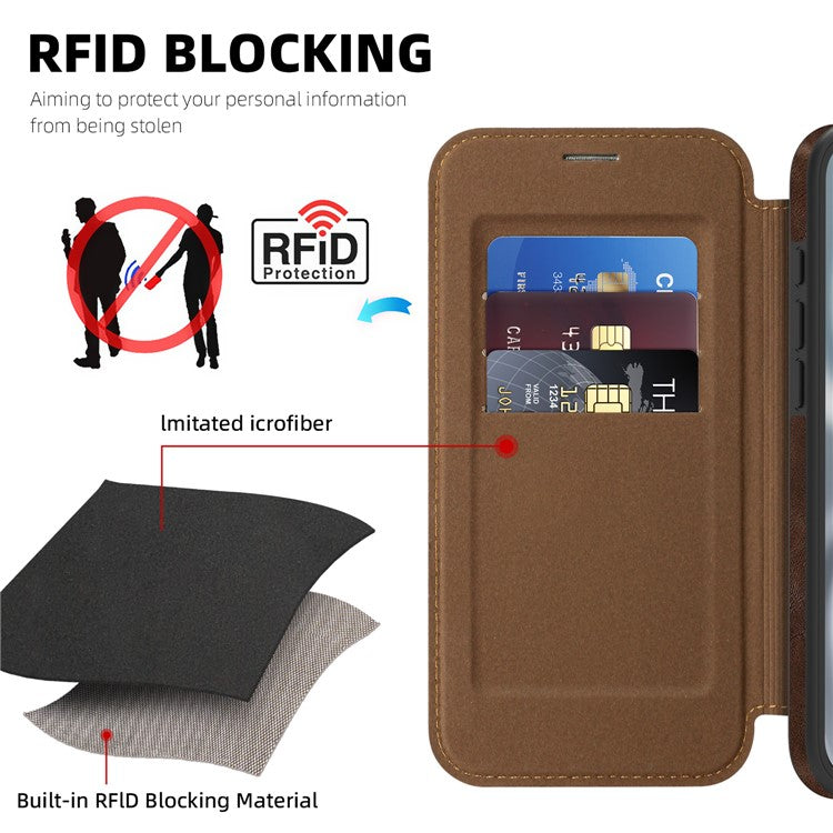 For iPhone 16 Case Compatible with MagSafe RFID Blocking Card Holder Leather Phone Cover - TechGearPal