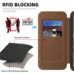 For iPhone 16 Case Compatible with MagSafe RFID Blocking Card Holder Leather Phone Cover - TechGearPal