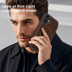 For iPhone 16 Case Compatible with MagSafe RFID Blocking Card Holder Leather Phone Cover - TechGearPal