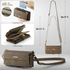 For iPhone 14 Case CASEME C39 RFID Blocking Zipper Wallet Stand Leather Cover with Strap - TechGearPal