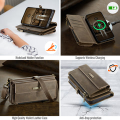 For iPhone 14 Case CASEME C39 RFID Blocking Zipper Wallet Stand Leather Cover with Strap - TechGearPal