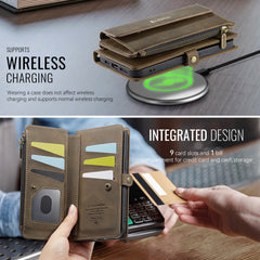 For iPhone 14 Case CASEME C39 RFID Blocking Zipper Wallet Stand Leather Cover with Strap - TechGearPal