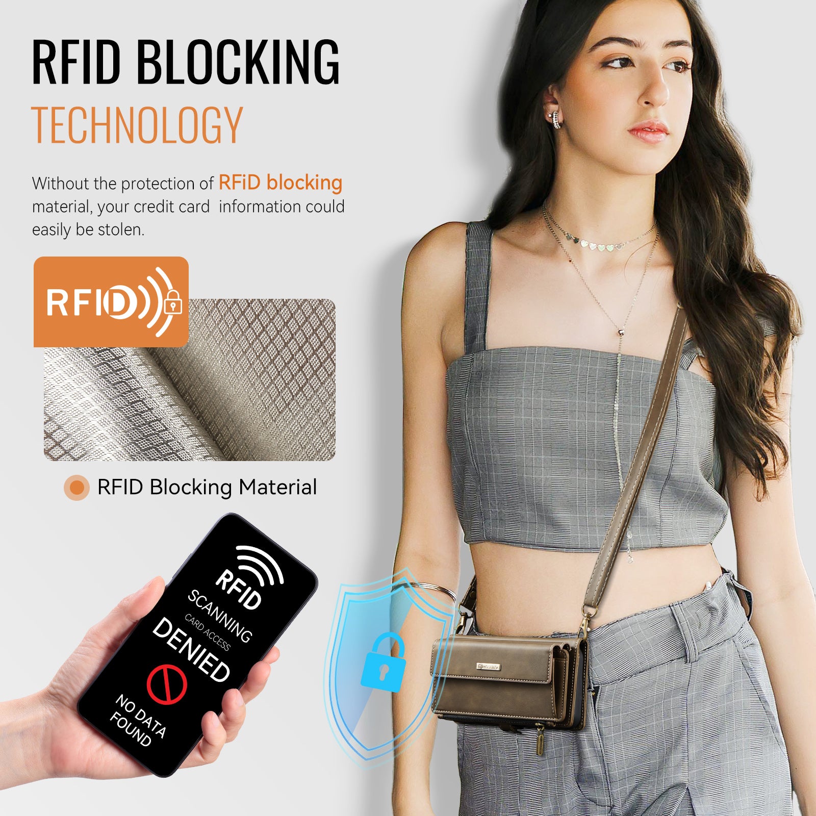 For iPhone 14 Case CASEME C39 RFID Blocking Zipper Wallet Stand Leather Cover with Strap - TechGearPal