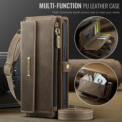 For iPhone 13 6.1 inch Case CASEME C39 RFID Blocking Zipper Wallet Stand Leather Cover with Strap - TechGearPal