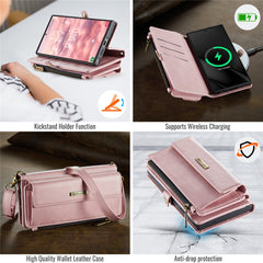 For Samsung Galaxy S22 Ultra 5G Case CASEME C39 RFID Blocking Zipper Wallet Stand Leather Cover with Strap