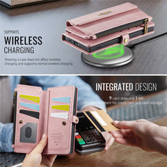 For Samsung Galaxy S22 Ultra 5G Case CASEME C39 RFID Blocking Zipper Wallet Stand Leather Cover with Strap