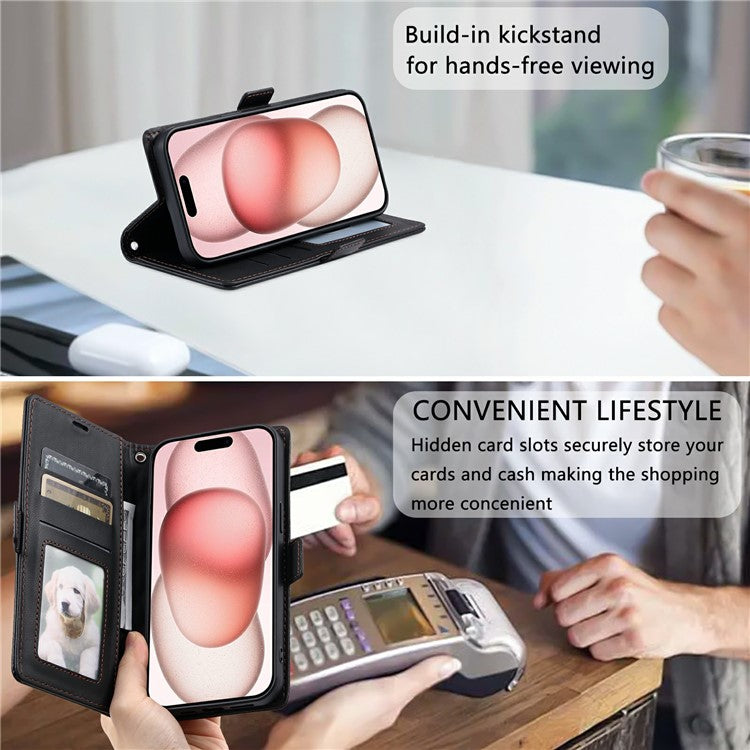 For iPhone 14 Pro Max Leather Case Rhombus Texture Wallet Stand Phone Cover with Wrist Strap - TechGearPal