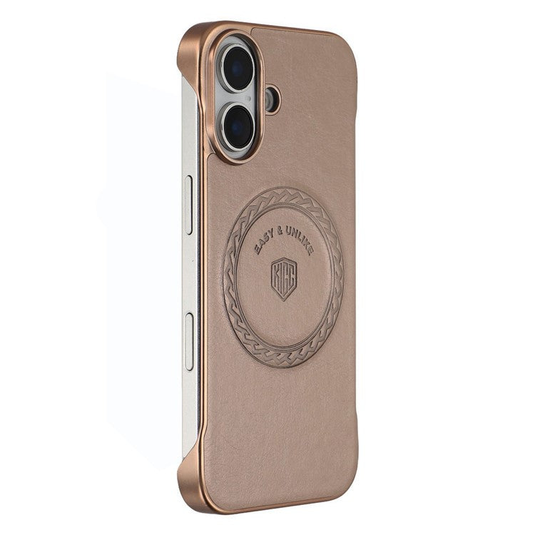 KIGC For iPhone 16 Magnetic Case Electroplating PC + PU Phone Back Cover - TechGearPal