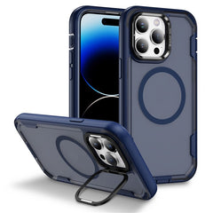 For iPhone 14 Pro Max Case Compatible with MagSafe Lens Frame Kickstand TPU + PC Shockproof Phone Cover - TechGearPal