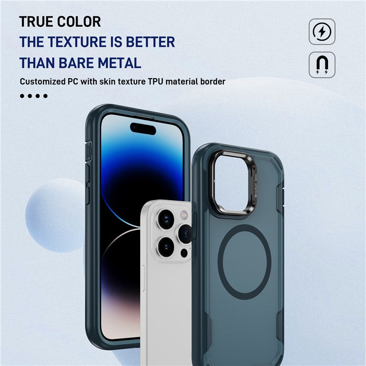 For iPhone 14 Pro Case Compatible with MagSafe Lens Frame Kickstand TPU + PC Shockproof Phone Cover - TechGearPal