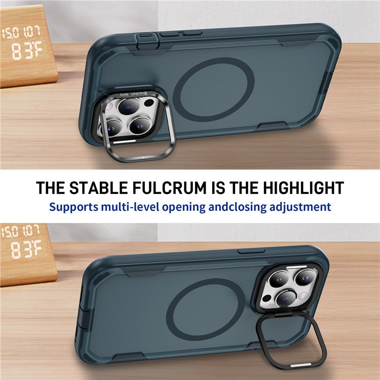 For iPhone 14 Pro Case Compatible with MagSafe Lens Frame Kickstand TPU + PC Shockproof Phone Cover - TechGearPal