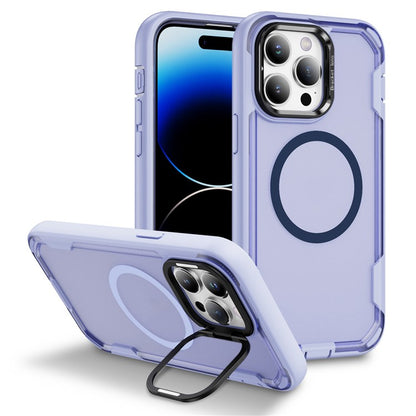 For iPhone 14 Pro Case Compatible with MagSafe Lens Frame Kickstand TPU + PC Shockproof Phone Cover - TechGearPal