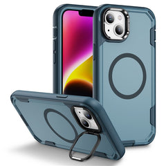 For iPhone 14 / 13 Case Compatible with MagSafe Lens Frame Kickstand TPU + PC Shockproof Phone Cover - TechGearPal