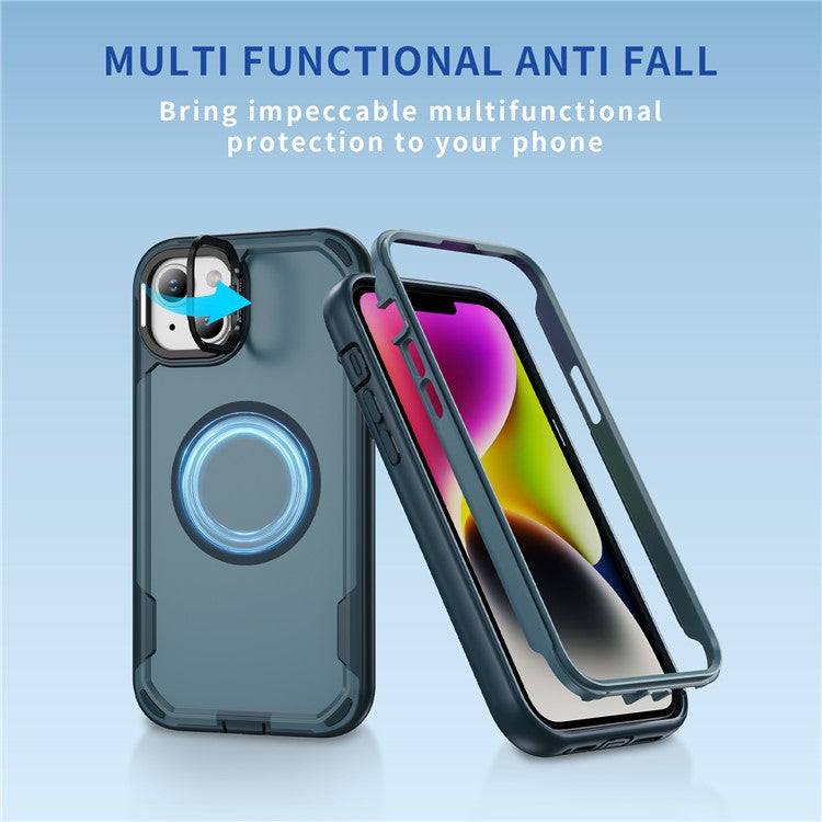 For iPhone 14 / 13 Case Compatible with MagSafe Lens Frame Kickstand TPU + PC Shockproof Phone Cover - TechGearPal