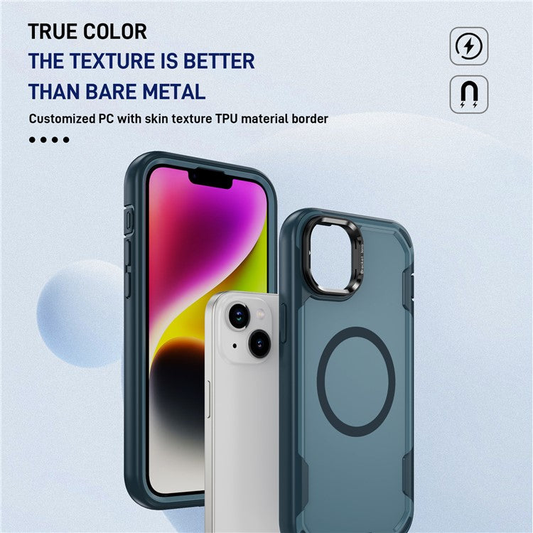 For iPhone 14 / 13 Case Compatible with MagSafe Lens Frame Kickstand TPU + PC Shockproof Phone Cover - TechGearPal