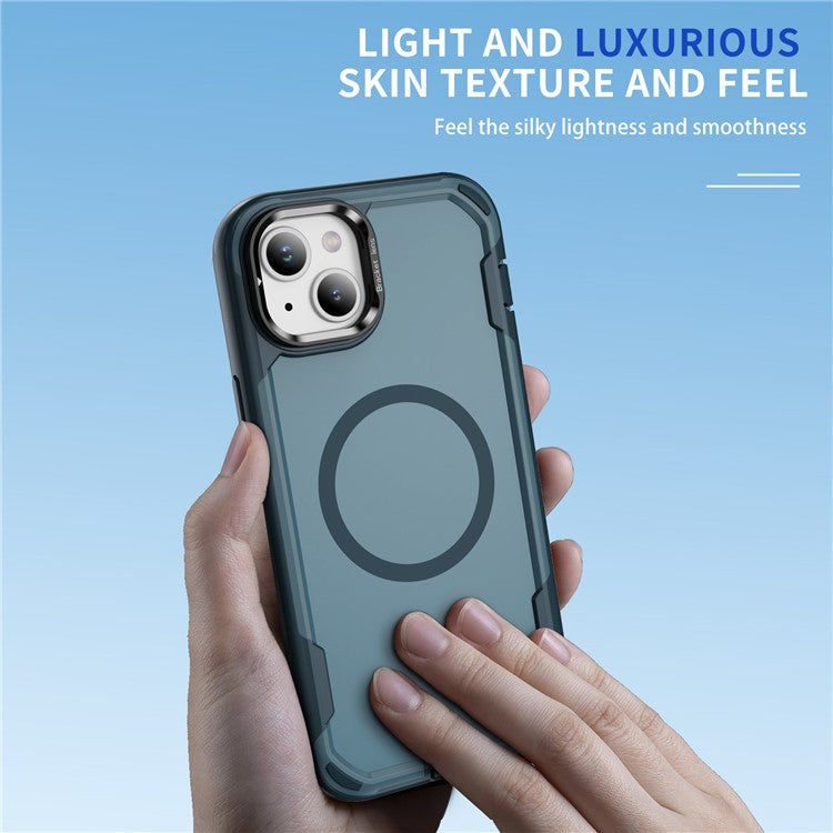 For iPhone 14 / 13 Case Compatible with MagSafe Lens Frame Kickstand TPU + PC Shockproof Phone Cover - TechGearPal