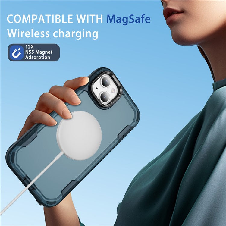 For iPhone 14 / 13 Case Compatible with MagSafe Lens Frame Kickstand TPU + PC Shockproof Phone Cover - TechGearPal