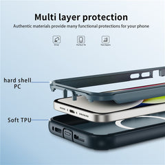 For iPhone 14 / 13 Case Compatible with MagSafe Lens Frame Kickstand TPU + PC Shockproof Phone Cover - TechGearPal