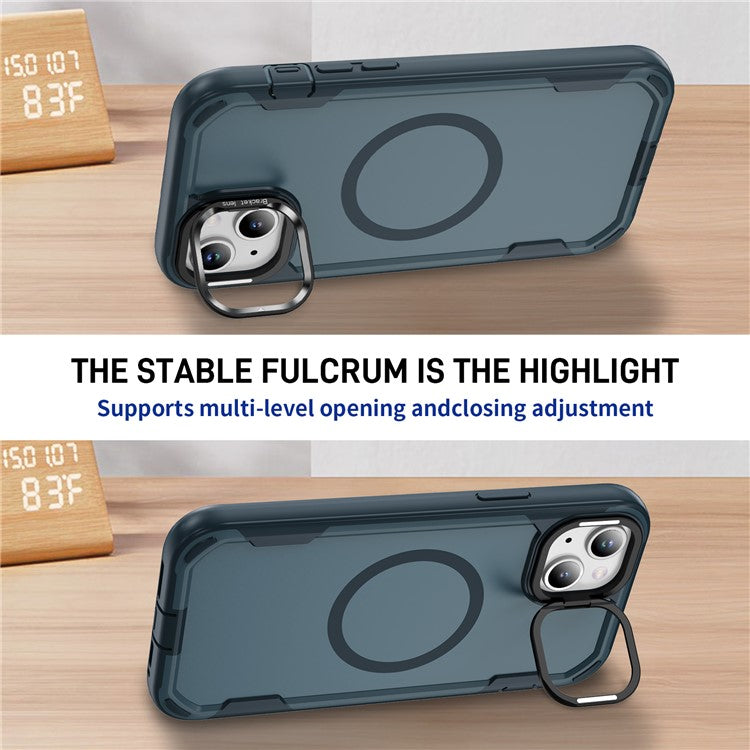 For iPhone 14 / 13 Case Compatible with MagSafe Lens Frame Kickstand TPU + PC Shockproof Phone Cover - TechGearPal