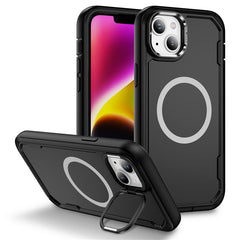 For iPhone 14 / 13 Case Compatible with MagSafe Lens Frame Kickstand TPU + PC Shockproof Phone Cover - TechGearPal